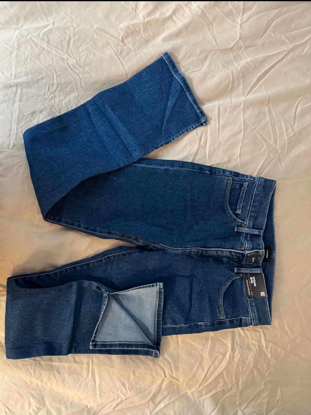 Express blue denim jeans with a flared leg #flared #denim